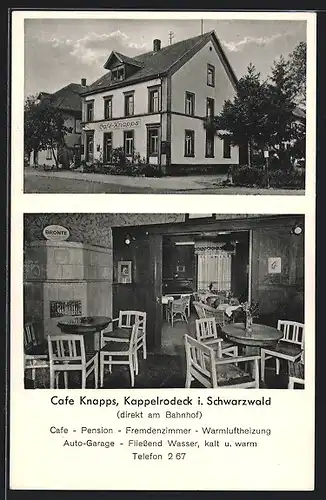 AK Kappelrodeck / Schwarzwald, Cafe Knapps, Innen- und Aussenansicht