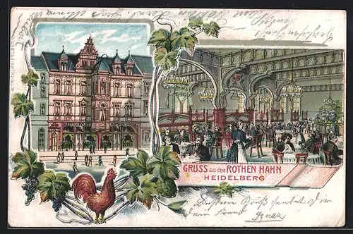 Lithographie Heidelberg, Gasthaus zum Rothen Hahn