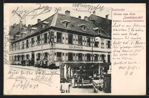 AK Karlsruhe, Gasthaus zum Landsknecht von L. Schleicher