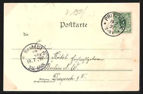 Lithographie Pritzwalk, Marktplatz, Stadtmauer, Hainholz