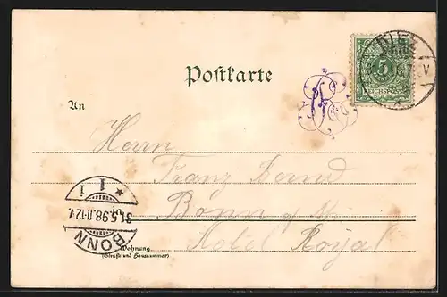 Lithographie Diez a. d. Lahn, Gasthaus Heidelberger Fass, Ortsansicht