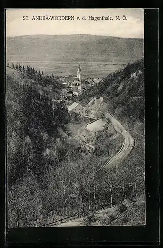 AK St. Andrä-Wördern v. d. Hagenthale, Ansicht der Ortschaft und ihrer Umgebung