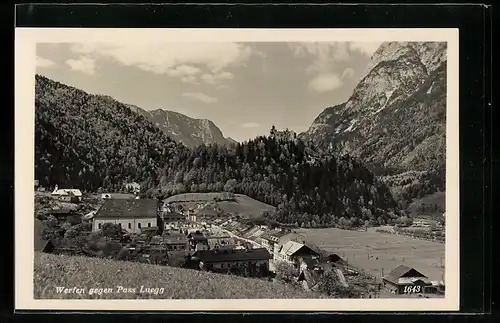 AK Werfen, Ortsanblick gegen Pass Luegg