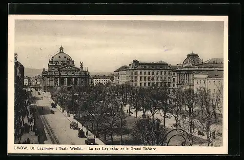 AK Lwów, La rue Legionów et le Grand Théatre