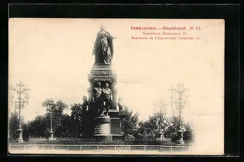 AK Simphéropol, Monument de l`Imperatrice Catherine II.