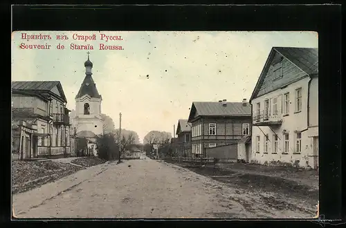 AK Staraia, Strassenpartie mit Kirche