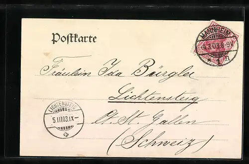 Passepartout-AK Mannheim, Rheinhafen mit Uferweg