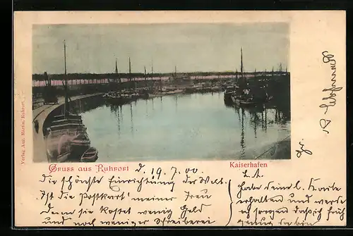 AK Duisburg-Ruhrort, Partie im Kaiserhafen