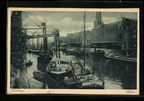 AK Duisburg, Hafenpartie mit Löschen eines Frachters