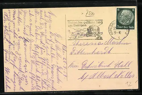 AK Karlsruhe i. B., Rheinhafen mit Bahnschienen und Blick auf Gebäude