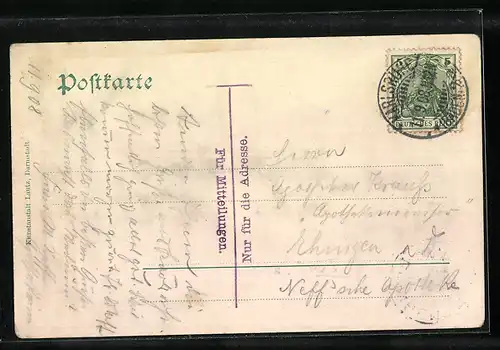 AK Karlsruhe i. B., Rheinhafen mit Waggon auf Bahnschienen