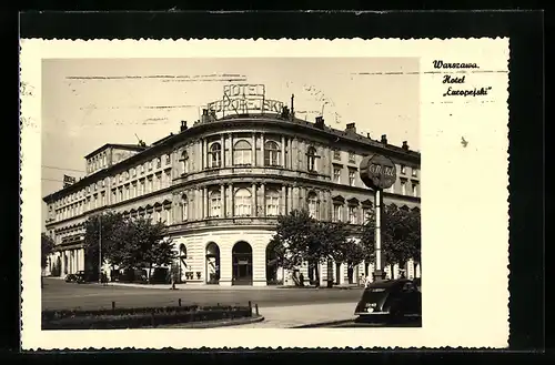 AK Warszawa, Hotel Europejski mit Strasse