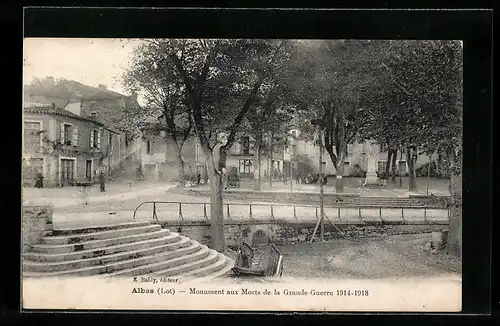 AK Albas, Monument aux Morts de la Grande-Guerre 1914-1918