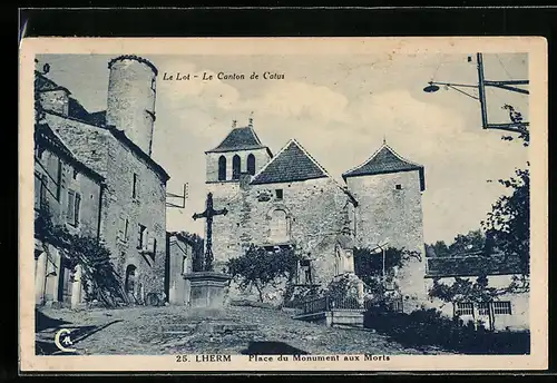 AK Lherm, Place du Monument aux Morts