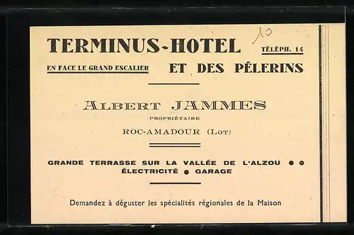 AK Roc-Amadour, Terminus-Hotel, Terrasse