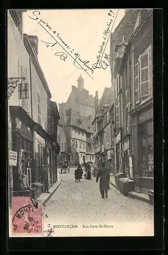 AK Montlucon, Rue Porte St-Pierre, Strassenpartie