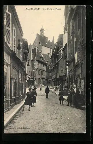 AK Montlucon, Rue Porte St-Pierre, Strassenpartie