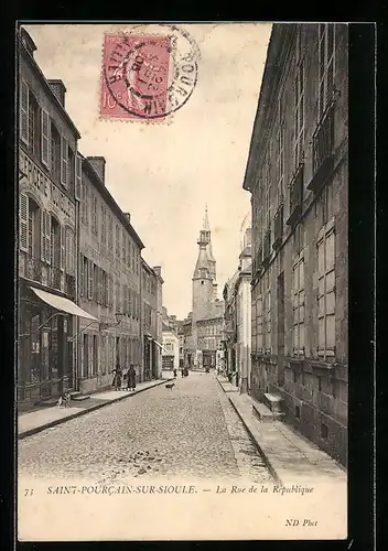 AK Saint-Pourcain-sur-Sioule, La Rue de la République