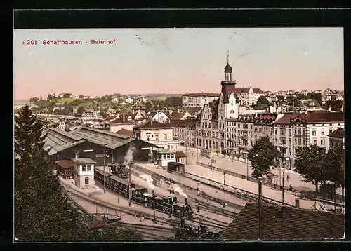 AK Schaffhausen, Bahnhof aus der Vogelschau