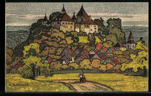 Künstler-AK sign. E. Bollmann: Kyburg, Blick von Süden