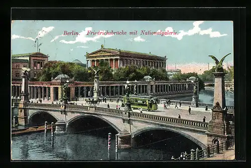 AK Berlin, Strassenbahn auf der Friedrichsbrücke