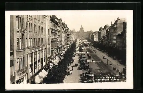 AK Praha, Vaclavske namesti, Strassenbahn