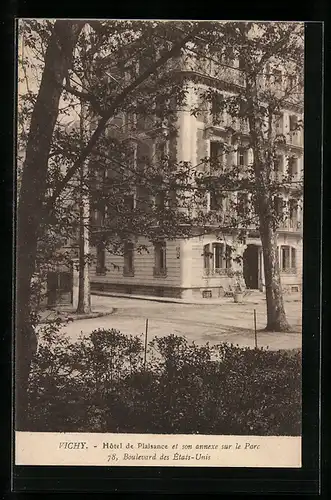 AK Vichy, Hôtel de Plaisance et son annexe sur le Parc, Boulevard des États-Unis 78