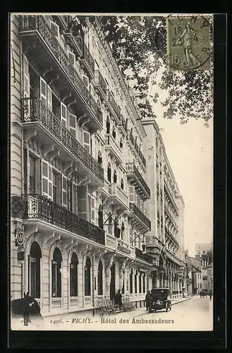 AK Vichy, Hotel des Ambassadeurs, Partie am Hotel