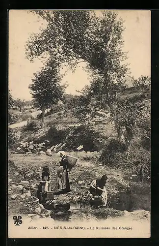 AK Néris-les-Bains, Le ruisseau des granges, Waschfrauen