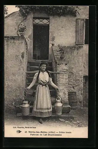 AK Néris-les-Bains, Scène locaie, Porteuse de Lait Bourbonnaise