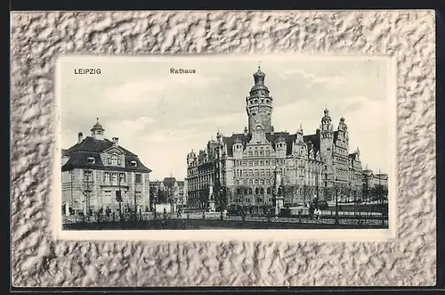 Präge-AK Leipzig, Rathaus mit Umgebung