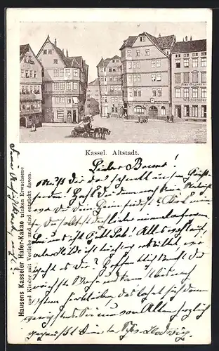 AK Kassel, Strassenpartie mit Bier-Brauerei W. Schiebeler in der Altstadt