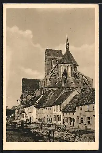 AK Wismar i. M., Frische Grube mit Nikolaikirche 1870