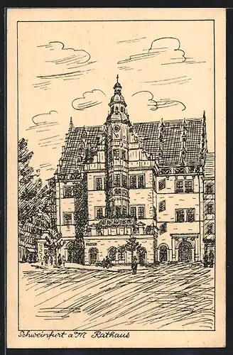 Künstler-AK Schweinfurt a. M., Rathaus