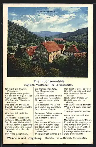 AK Weinheim / Bergstrasse, Gasthaus Fuchs`sche Mühle