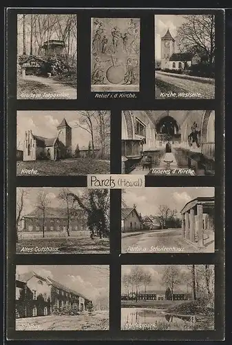 AK Paretz /Havel, Altes Gutshaus, Partie am Schulzenhaus, Schloss