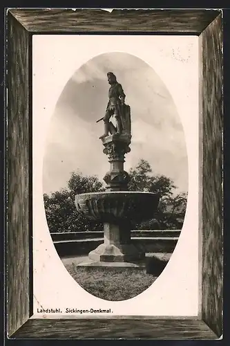 Präge-AK Landstuhl, Sickingen-Denkmal, Passepartout