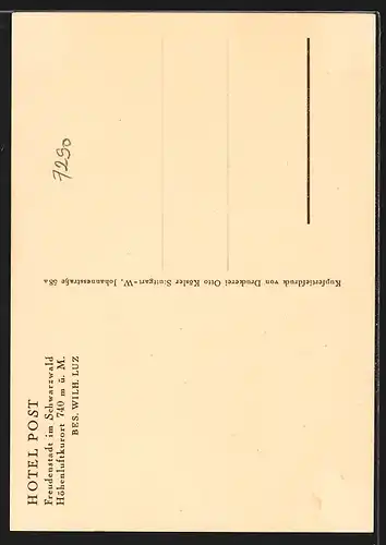 Künstler-AK Freudenstadt, Strassenpartie mit Hotel Post