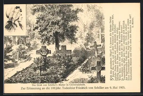 AK 100 jähr. Todesfeier Friedrich von Schiller 1905, Gräber