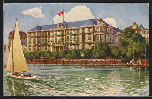 AK Hamburg-St.Georg, Hotel Atlantic, Restaurant Pfordte, Segelboote