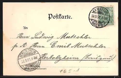 AK Karlsruhe, Bahnhof mit Kriegstrasse