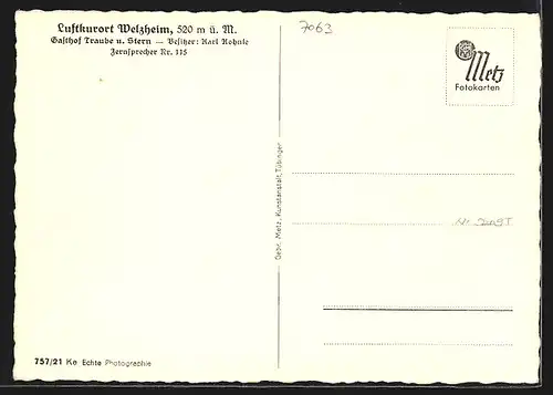 AK Welzheim, Gasthof Traube und Stern von Karl Kohnle