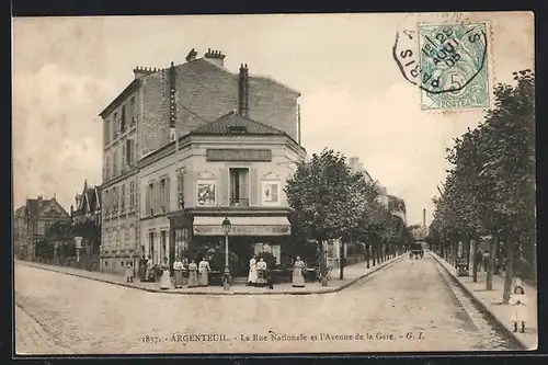 AK Argenteuil, La Rue Nationale et l`Avenue de la Gare