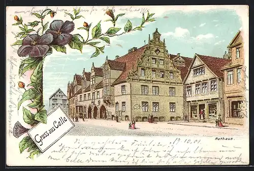 Lithographie Celle, Partie am Rathaus