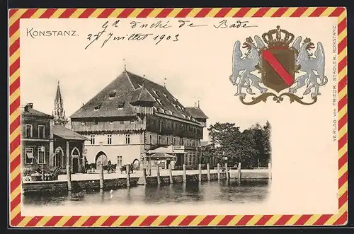 AK Konstanz, Teilansicht mit Wappen