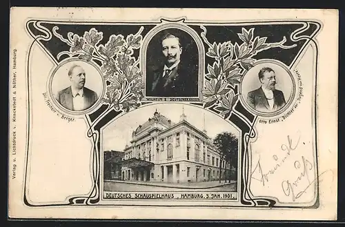 AK Hamburg-St.Georg, Deutsches Schauspielhaus, Deutscher Kaiser Wilhelm II., Otto Ernst Dicher der Jugend von Heute