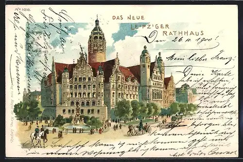 Lithographie Leipzig, Neues Rathaus, Wappen