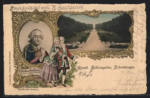 AK Schwetzingen, Am Grossh. Schlossgarten, Kurfürst Carl Theodor