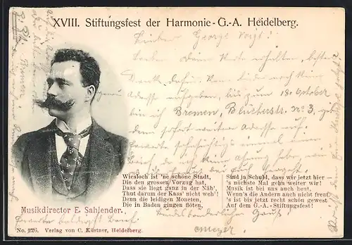 AK Heidelberg, XVIII. Stiftungsfest der Harmonie-G.-A., Musikdirector E. Sahlender