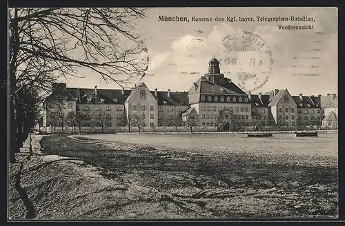 AK München-Neuhausen, Kaserne d. kgl. bayr. Telegr.-Bataillon, Vorderansicht